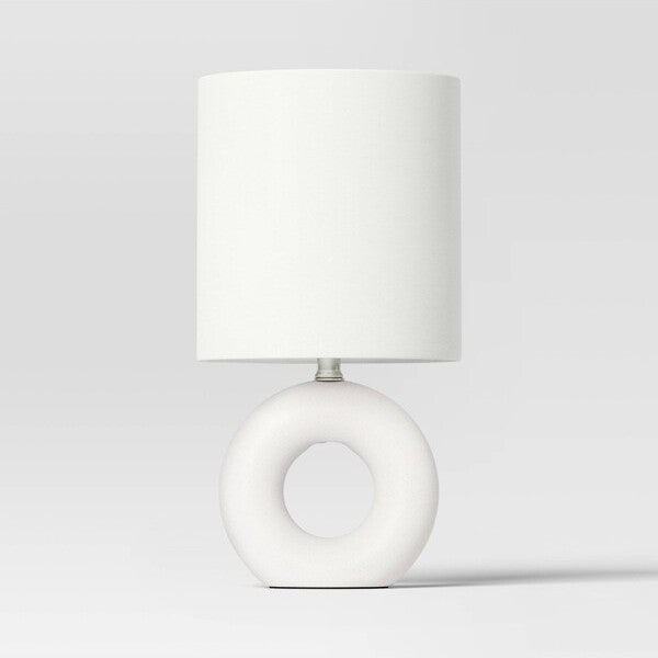 12.5"x6.5" Abstract Ceramic Mini Table Lamp White - Thresholdâ„¢