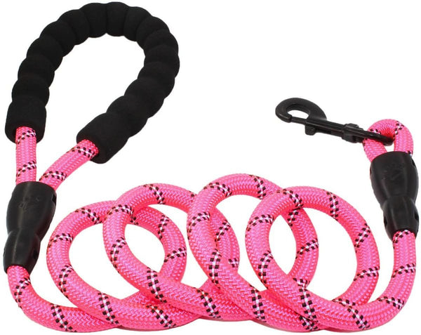 Doggy Tales Braided Rope Dog Leash, 5-ft Long, Pink