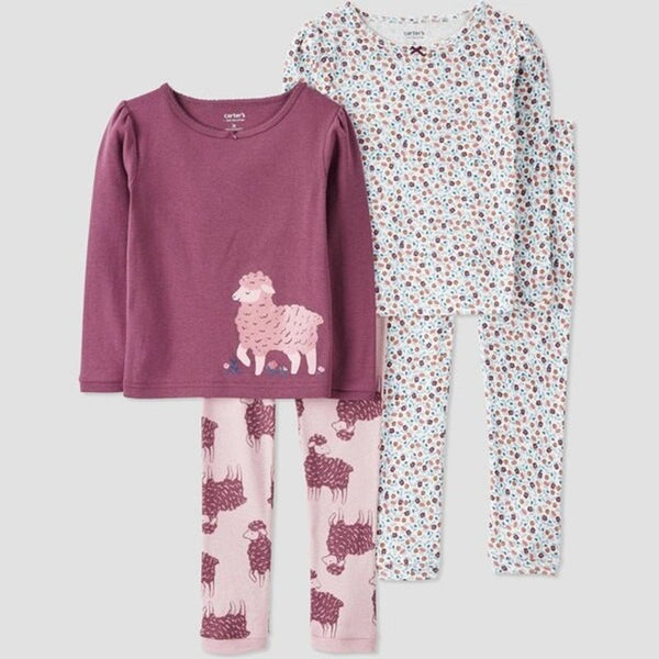 Carter's Just One You® Toddler Girls' Sheep and Ditsy Floral Short Sleeve Pajama Set - Purple 12M