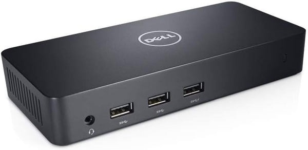 Dell - D3100 USB 3.0 Docking Station- HDMI - DP - Ethernet - USB-C - USB-a - Headphone and Audio Output -Plug and Play - Black