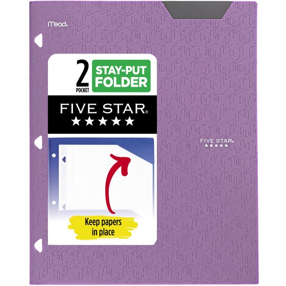 Five Star Poly Portfolio Snap In 2 Pocket Amethyst Purple