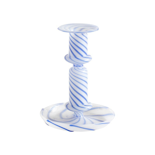 HAY Flare Candle Holder - Milky Blue Stripe, Medium