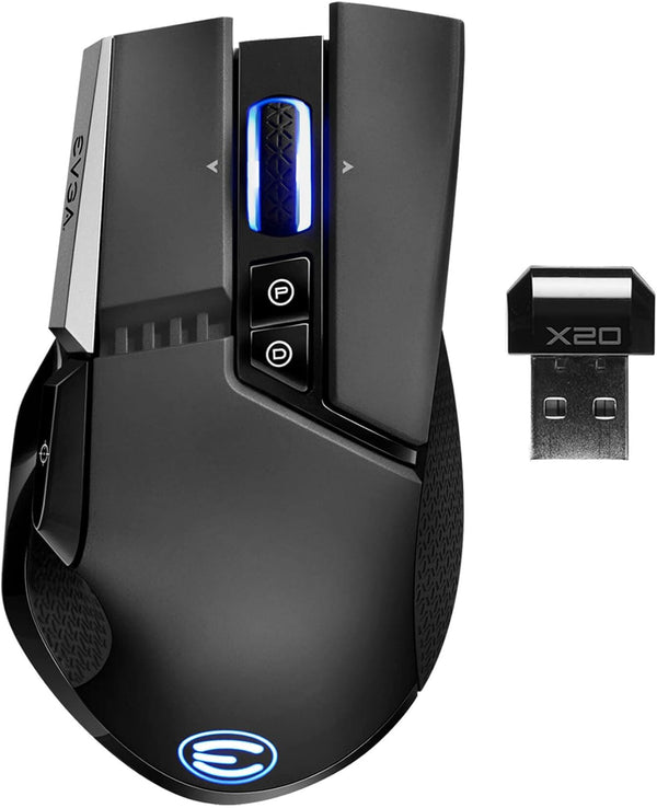 EVGA X20 Gaming Mouse Wireless Black Customizable 16 000 DPI 5 Profiles 10 Buttons Ergonomic 903-T1-20BK-KR