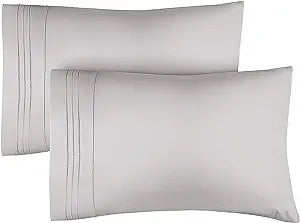 DWR sateen king pillowcases, set of 2, in light grey. Made from smooth and silky sateen fabric, these pillowcases offer a luxurious feel and subtle sheen. Perfect for adding a touch of elegance and comfort to your bedding.