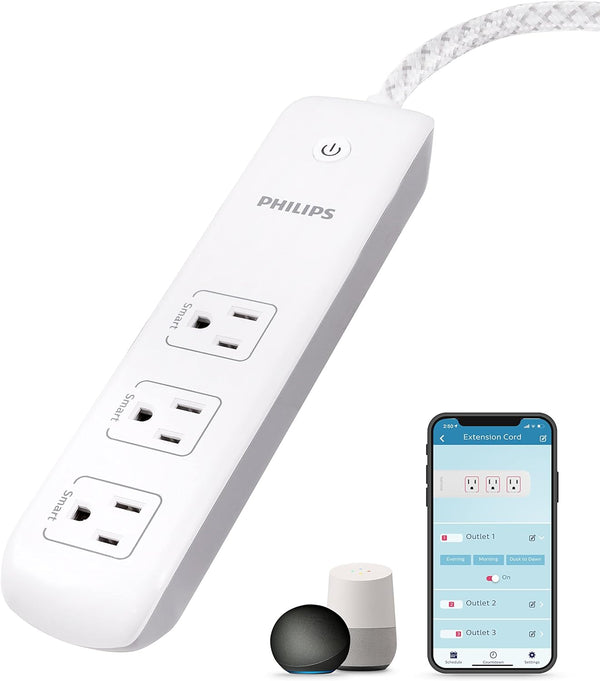 Philips 3-Outlet Wi-Fi Extension Cord, 4', White