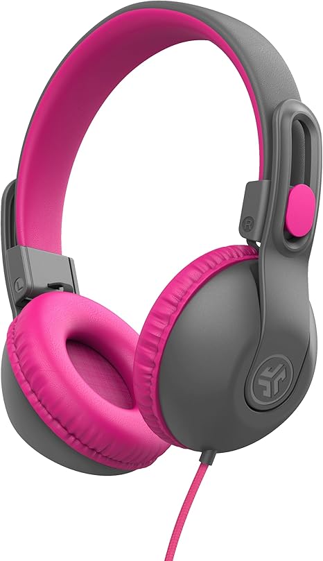 JLab Audio JBuddies Studio 2 on-Ear Headphones, Gray/Pink, HKSTU2RGRYPNK122