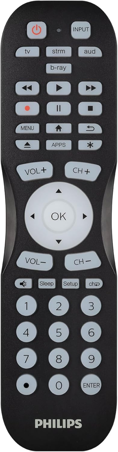 4 Device Bluetooth Programmable Universal Remote Control, Backlit, Black