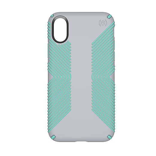 Speck Presidio Grip Case iPhone XS X Dolphin Grey Aloe Green