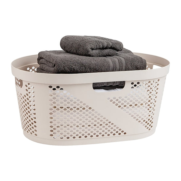 Mind Reader 10.57-Gallon Laundry Basket with Handles, Plastic, Ivory (HHAMP40-IVO) | Quill