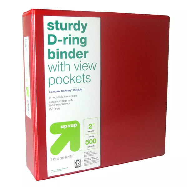 2" 3 Ring Binder Clear View Red - up & upâ„¢