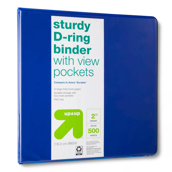 2" 3 Ring Binder Clear View Blue - up & upâ„¢