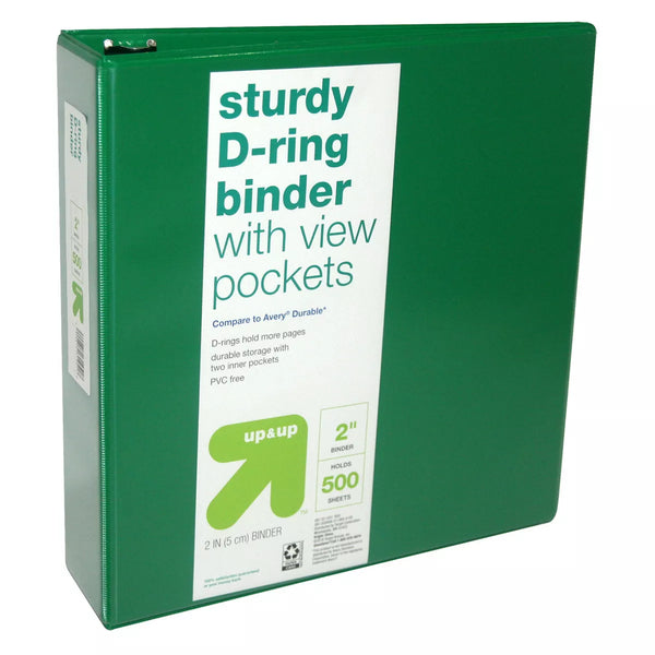 2" 3 Ring Binder Clear View Green - up & upâ„¢