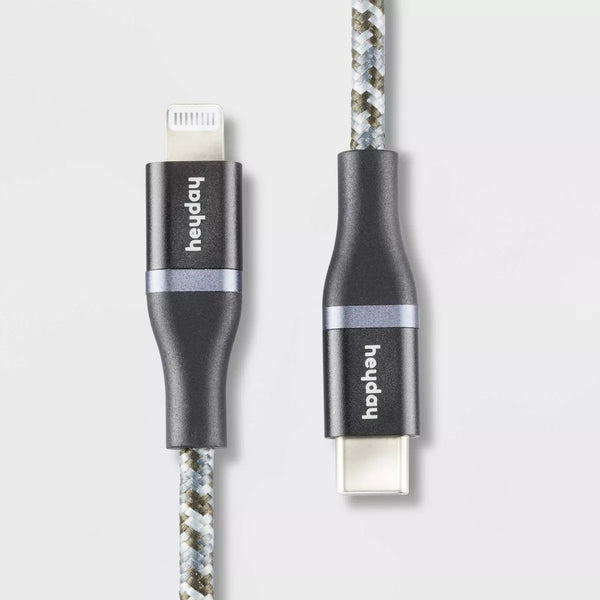 6' Lightning to USB-C Braided Cable - Heyday Black