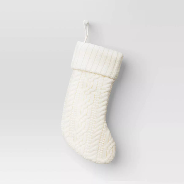 20" Cable Knit Christmas Stocking - Wondershop™- White