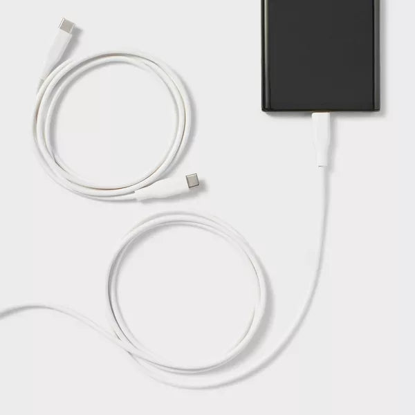 4' USB-C to USB-C Round Cable 2pk - Heyday White