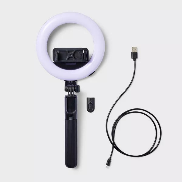 Tripod Selfie Stick with LED Ring Light - HeydayBlack