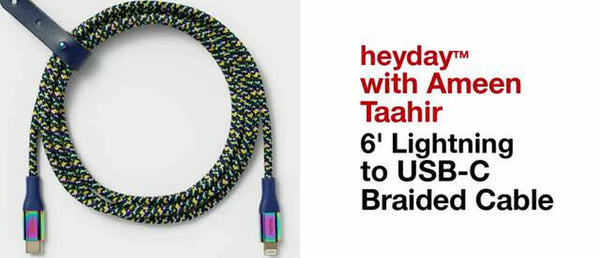 6' Lightning to USB-C Braided Cable - Heyday with Ameen Taahir