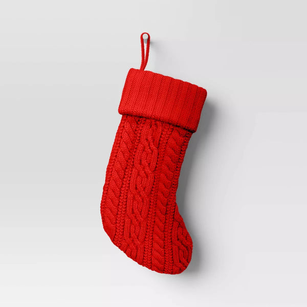 20" Cable Knit Christmas Stocking - Wondershop™- Red