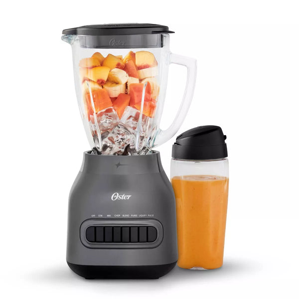 Oster Easy-to-Clean 700W Blender with 20 Oz Blend-N-Go Cup, Gray