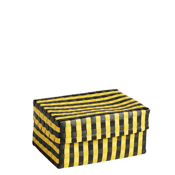 Maxim stripe box. Stylish storage solution featuring a striped pattern. Ideal for organizing and storing items with a chic and modern design, perfect for home or office use.