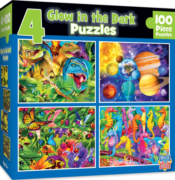 12025 Glow in the Dark Blue Puzzles, 100 Piece - Pack of 4