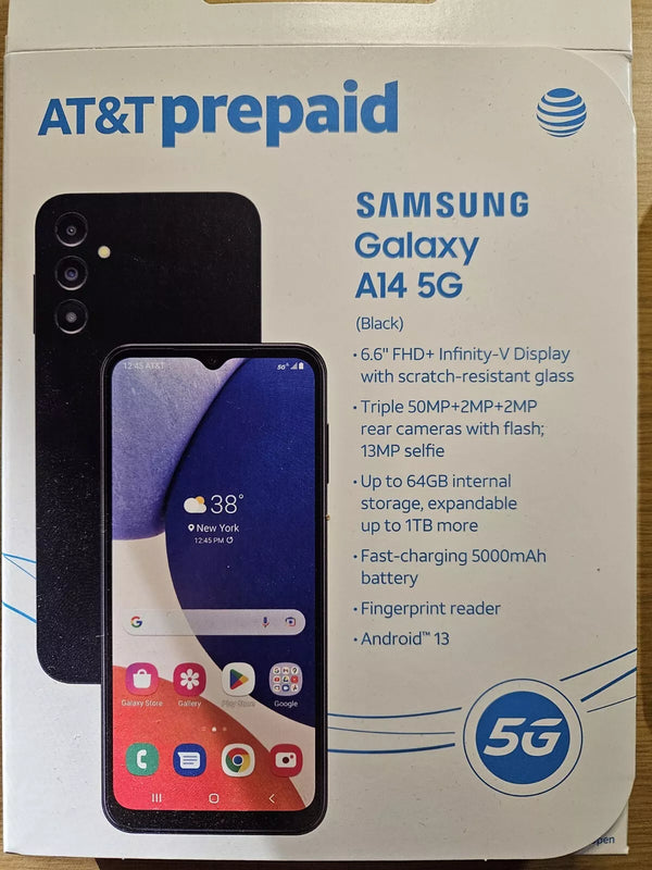 At&T Samsung Galaxy A14 5G 64GB Black - Prepaid Smartphone