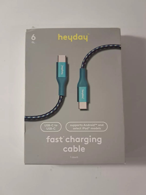 6' USB-C to USB-C Braided Cable - Heyday Ocean Teal/Navy