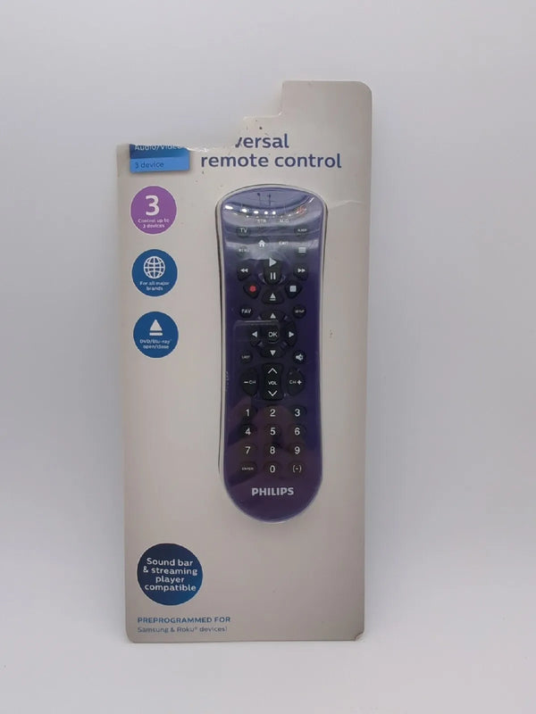 Philips Universal Remote Controls up to 3 Major Brand Devices - Purple