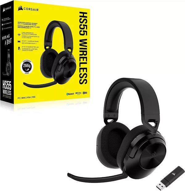 Corsair HS55 Wireless Dolby Audio 7.1 Surround Gaming Headset for PC/PS5/PS4 – Black