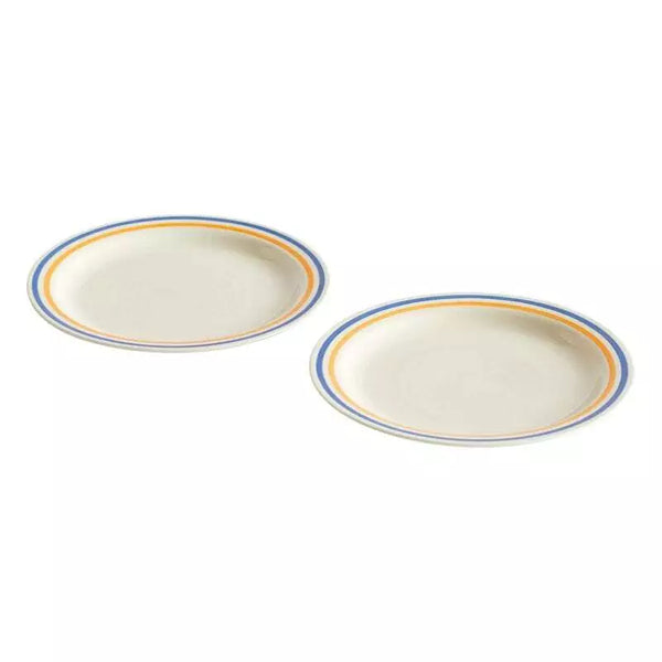 Hay Sobremesa Plate - Medium, White/Blue & Orange Rim100338602